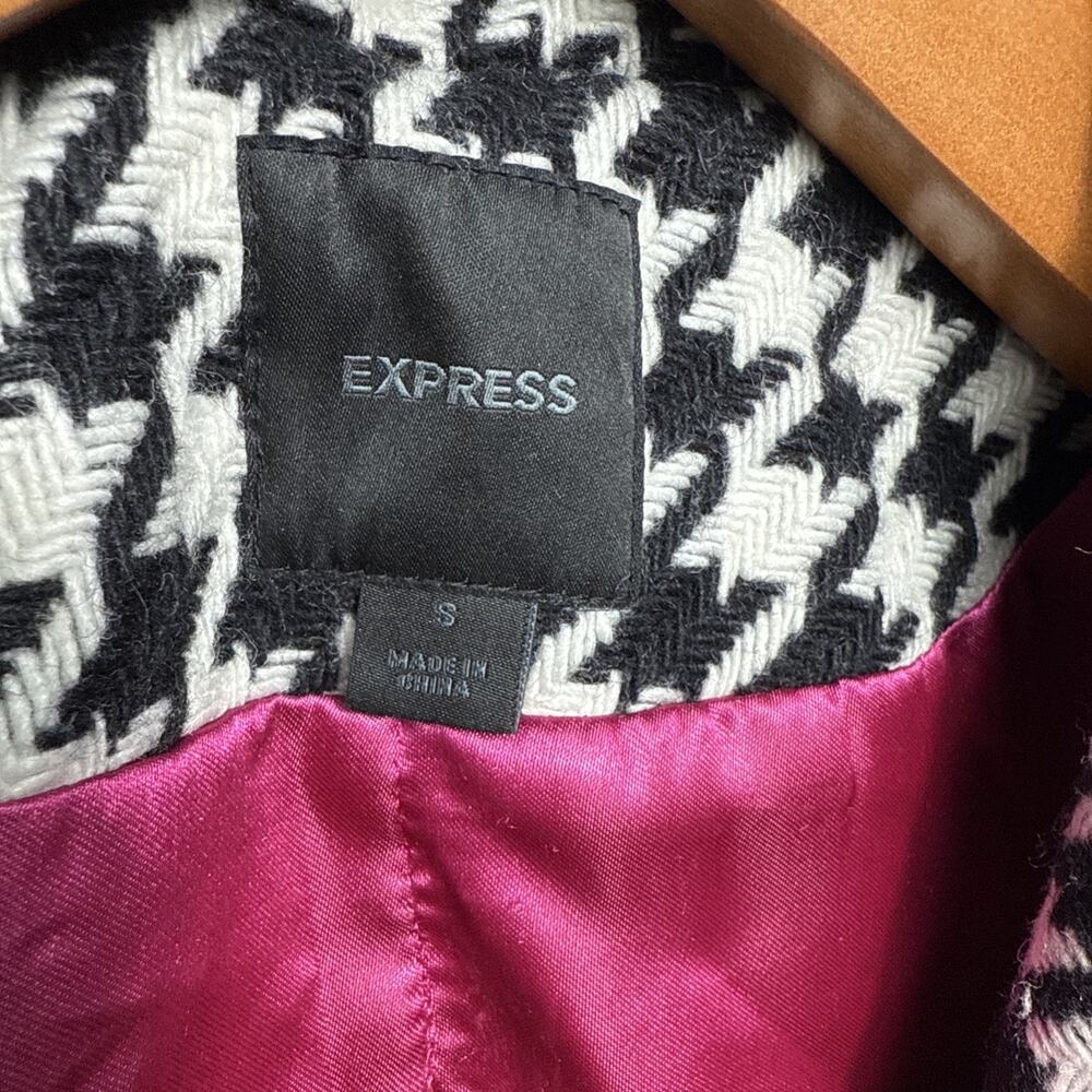 Y2K Express Wool Houndstooth Pea Coat Womens Small EUC Baby Doll Style Outerwear - Picture 5 of 12